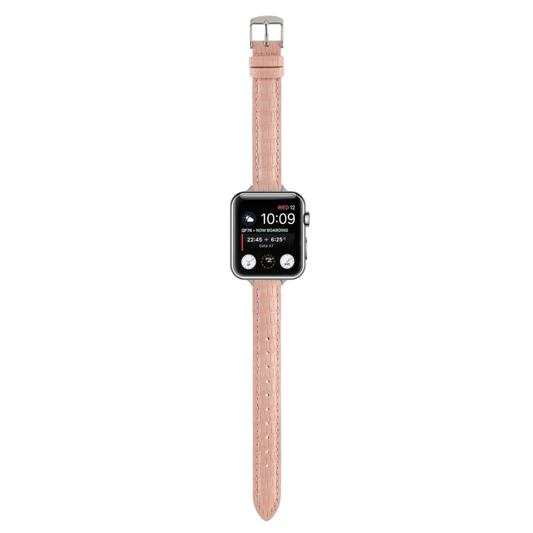 For Apple Watch SE 2023 40mm Slim Crocodile Leather Watch Band(Pink) - free shipping - PMC TechLife - Order now!