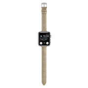 For Apple Watch SE 2022 44mm Slim Crocodile Leather Watch Band(Khaki)