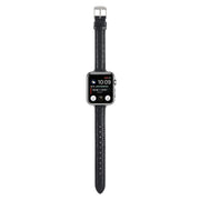For Apple Watch SE 2022 44mm Slim Crocodile Leather Watch Band(Black)