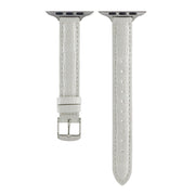 For Apple Watch Series 7 41mm Slim Crocodile Leather Watch Band(White)