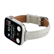 For Apple Watch Series 7 41mm Slim Crocodile Leather Watch Band(White)