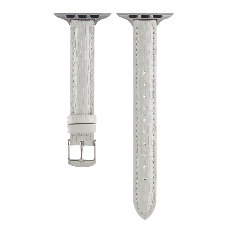 For Apple Watch Series 3 38mm Slim Crocodile Leather Watch Band(White)