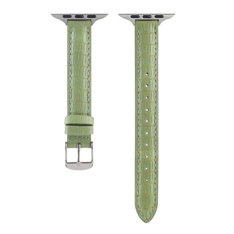For Apple Watch 38mm Slim Crocodile Leather Watch Band(Light Green) - free shipping - PMC TechLife - Order now!