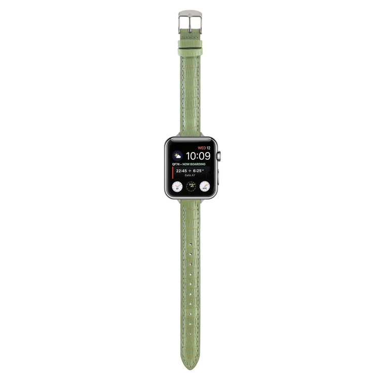 For Apple Watch 38mm Slim Crocodile Leather Watch Band(Light Green) - free shipping - PMC TechLife - Order now!