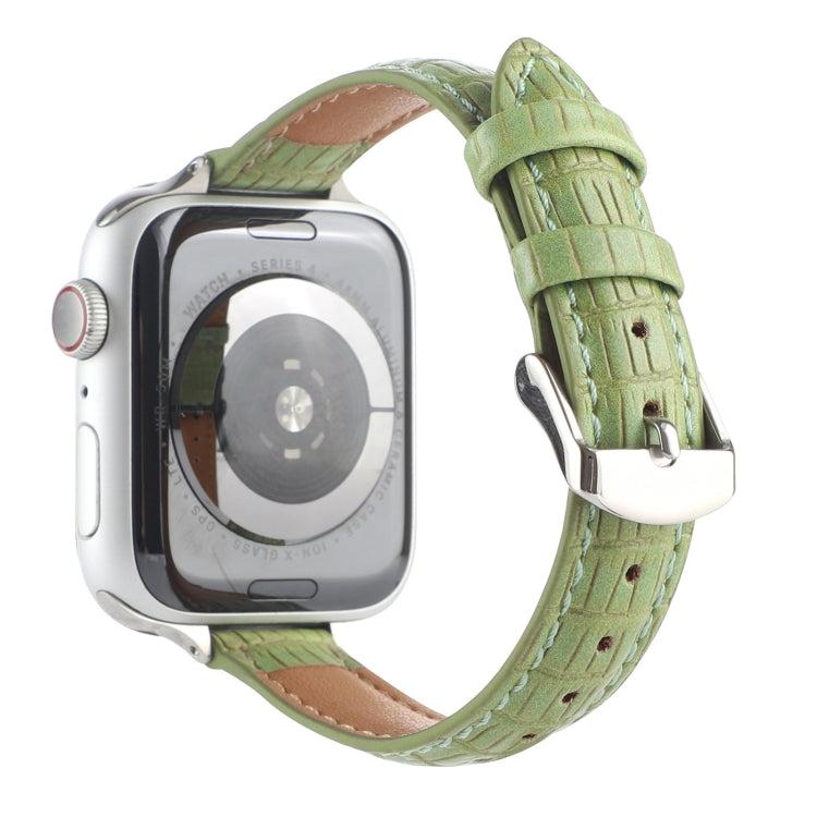 For Apple Watch 38mm Slim Crocodile Leather Watch Band(Light Green) - free shipping - PMC TechLife - Order now!