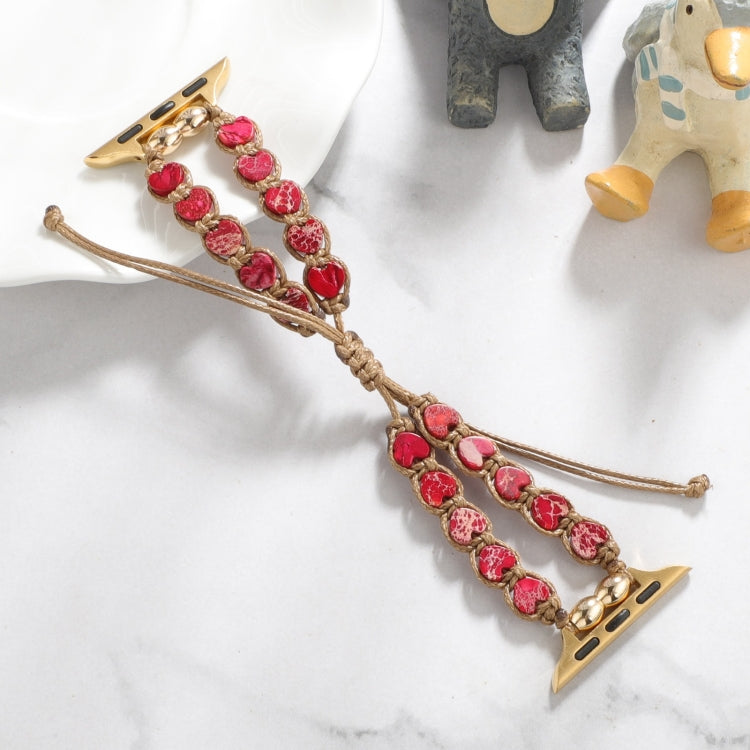 For Apple Watch Series 2 42mm Heart Stones Drawstring Chain Watch Band(Red) - free shipping - PMC TechLife - Order now!