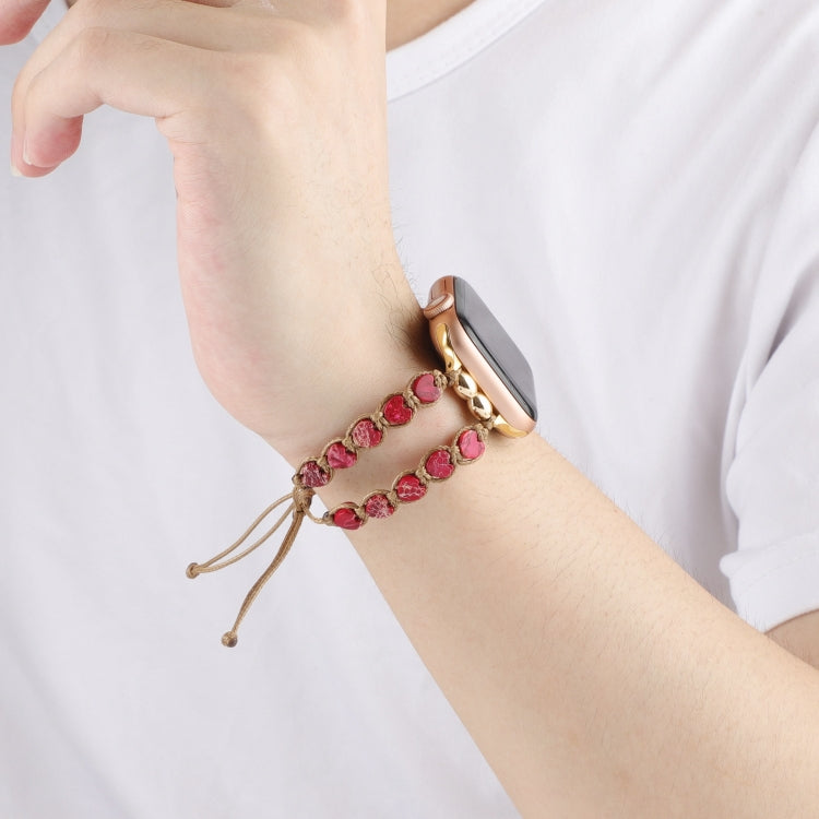 For Apple Watch Series 2 42mm Heart Stones Drawstring Chain Watch Band(Red) - free shipping - PMC TechLife - Order now!