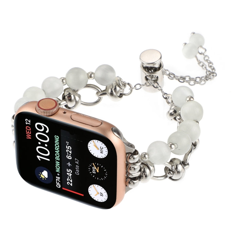 For Apple Watch Ultra 49mm Pearl Chain Metal Bracelet Watch Band(White Silver) - free shipping - PMC TechLife - Order now!
