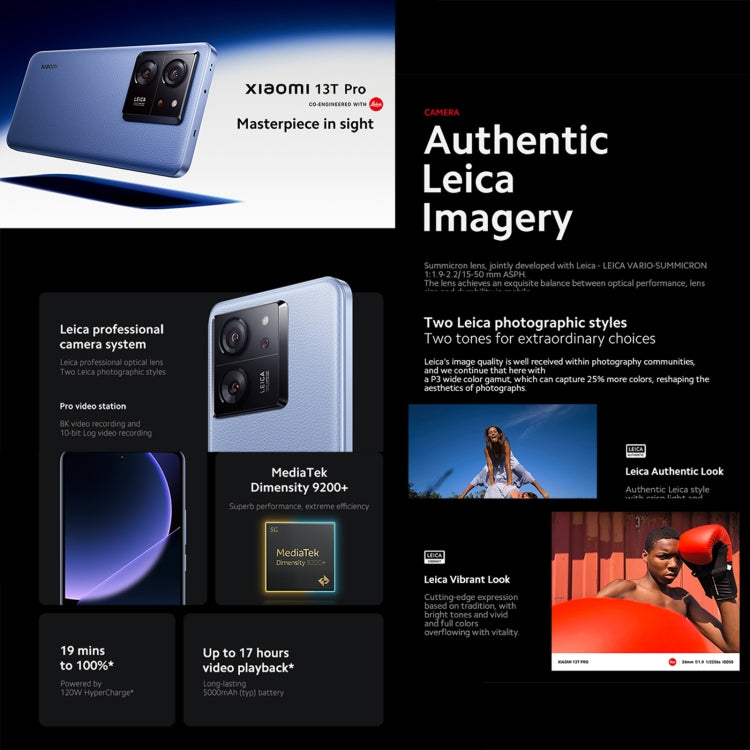 Xiaomi 13T Pro Global, 12GB+512GB, 6.67 inch MIUI 14 MediaTek Dimensity 9200+ Octa Core 3.35GHz, NFC, Network: 5G, Leica Lens(Black) - free shipping - PMC TechLife - Order now!