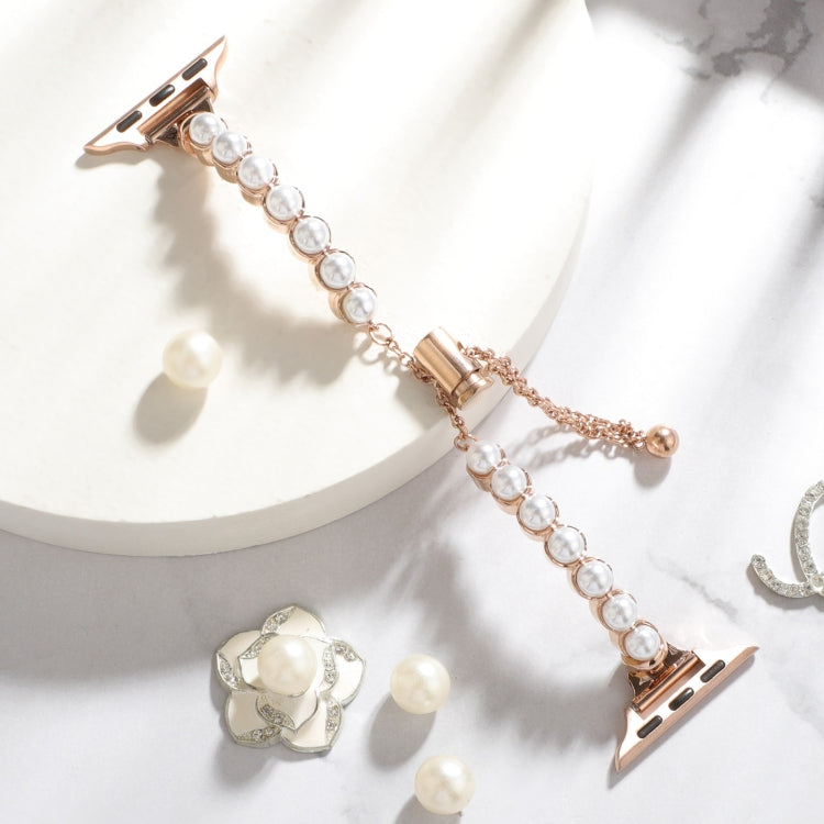 For Apple Watch Series 8 41mm Pearl Bracelet Metal Watch Band(Rose Gold) - free shipping - PMC TechLife - Order now!