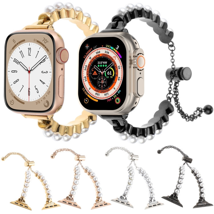 For Apple Watch Series 9 45mm Pearl Bracelet Metal Watch Band(Gold) - free shipping - PMC TechLife - Order now!