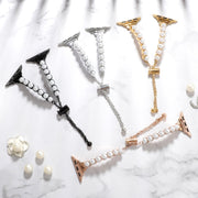 For Apple Watch 42mm Pearl Bracelet Metal Watch Band(Rose Gold)