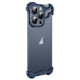 For iPhone 15 Pro Frameless Metal Corner Pad Phone Case with Lens Film(Blue) - iPhone 15 Pro Cases by PMC TechLife | Online Shopping South Africa | PMC TechLife | Buy Now Pay Later Mobicred