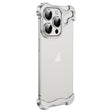 For iPhone 15 Pro Frameless Metal Corner Pad Phone Case with Lens Film(White) - free shipping - PMC TechLife - Order now!