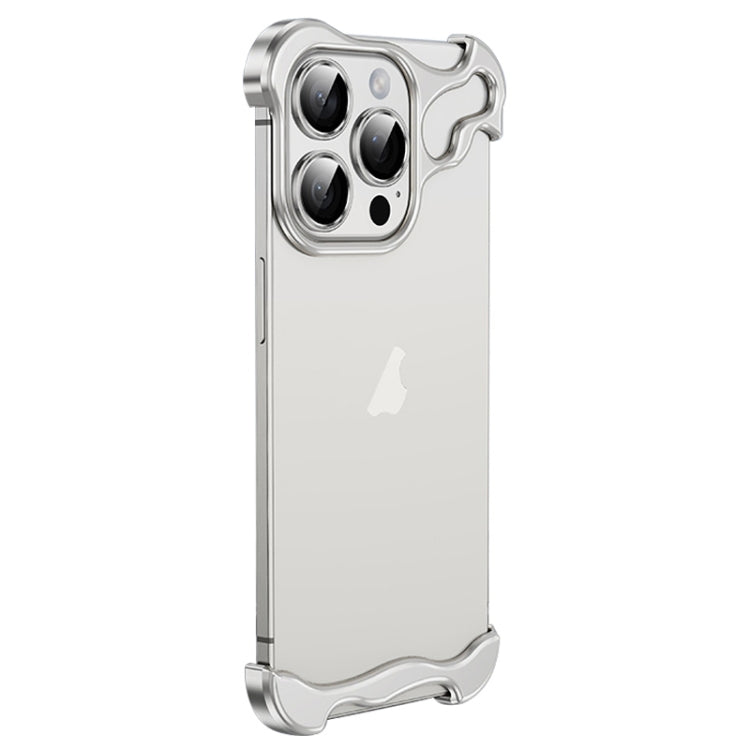 For iPhone 15 Pro Frameless Metal Corner Pad Phone Case with Lens Film(White) - free shipping - PMC Jewellery - Order now!