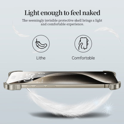 For iPhone 15 Pro Frameless Metal Corner Pad Phone Case with Lens Film(White) - free shipping - PMC Jewellery - Order now!