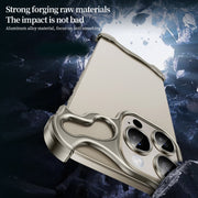 For iPhone 15 Pro Frameless Metal Corner Pad Phone Case with Lens Film(White)