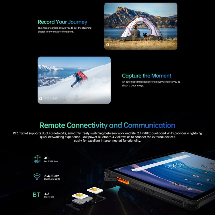 OUKITEL RT6 4G Network IP68/IP69K Rugged Tablet, 8GB+256GB, 10.1 inch Android 13 MediaTek MT8788 Octa Core Support Dual SIM, EU Plug(Black) - free shipping - PMC Jewellery - Order now!
