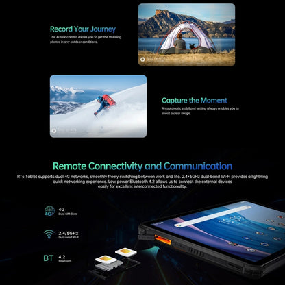 OUKITEL RT6 4G Network IP68/IP69K Rugged Tablet, 8GB+256GB, 10.1 inch Android 13 MediaTek MT8788 Octa Core Support Dual SIM, EU Plug(Black) - free shipping - PMC Jewellery - Order now!