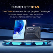 OUKITEL RT7 TITAN 4G Network IP68/IP69K Rugged Tablet, 8GB+256GB, 10.1 inch Android 13 MediaTek MT8788 Octa Core Support Dual SIM, EU Plug(Black)