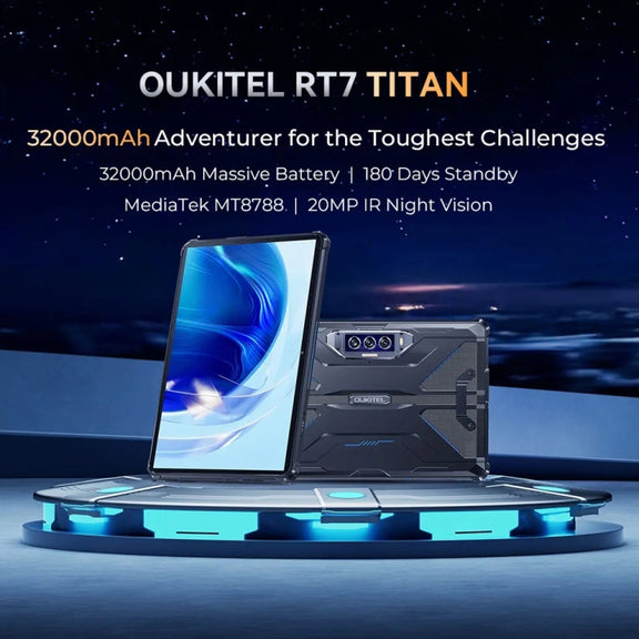 OUKITEL RT7 TITAN 4G Network IP68/IP69K Rugged Tablet, 8GB+256GB, 10.1 inch Android 13 MediaTek MT8788 Octa Core Support Dual SIM, EU Plug(Black)