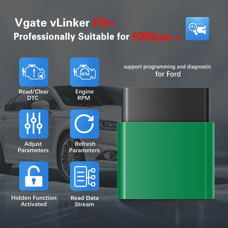 Vgate VLINKER FD + V2.2 Bluetooth 4.0 Car OBD Fault Diagnosis Detector - free shipping - PMC Jewellery - Order now!