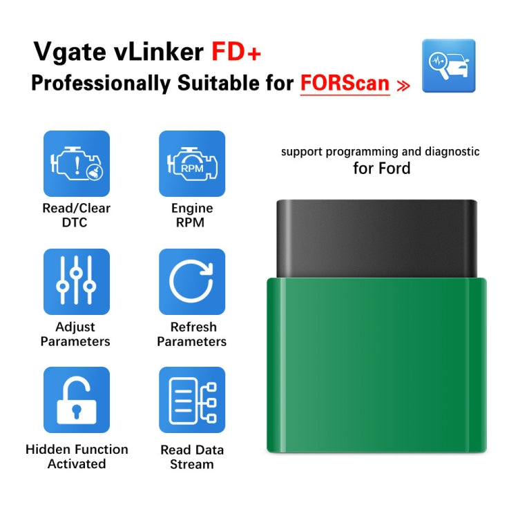 Vgate VLINKER FD + V2.2 Bluetooth 4.0 Car OBD Fault Diagnosis Detector - free shipping - PMC Jewellery - Order now!