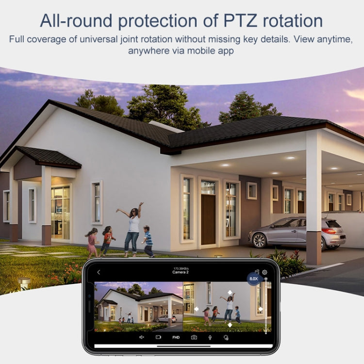 QX103 Humanoid Recognition AI Alarm WiFi Dome Triple IP Camera(US Plug)