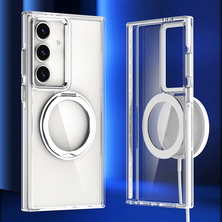 For Samsung Galaxy S24+ 5G Magnetic 360 Degree Rotating Holder Phone Case(White) - Galaxy S24+ 5G Cases by PMC TechLife | Online Shopping South Africa | PMC TechLife