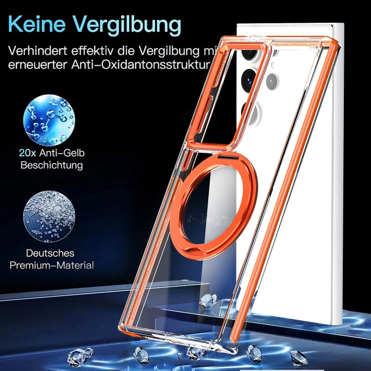 For Samsung Galaxy S24 Ultra 5G Magnetic 360 Degree Rotating Holder Phone Case(Orange) - Galaxy S24 Ultra 5G Cases by PMC TechLife | Online Shopping South Africa | PMC TechLife