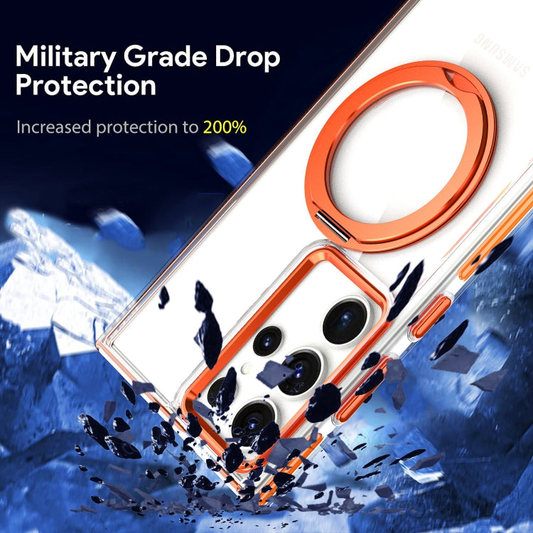 For Samsung Galaxy S24 Ultra 5G Magnetic 360 Degree Rotating Holder Phone Case(Orange) - Galaxy S24 Ultra 5G Cases by PMC TechLife | Online Shopping South Africa | PMC TechLife
