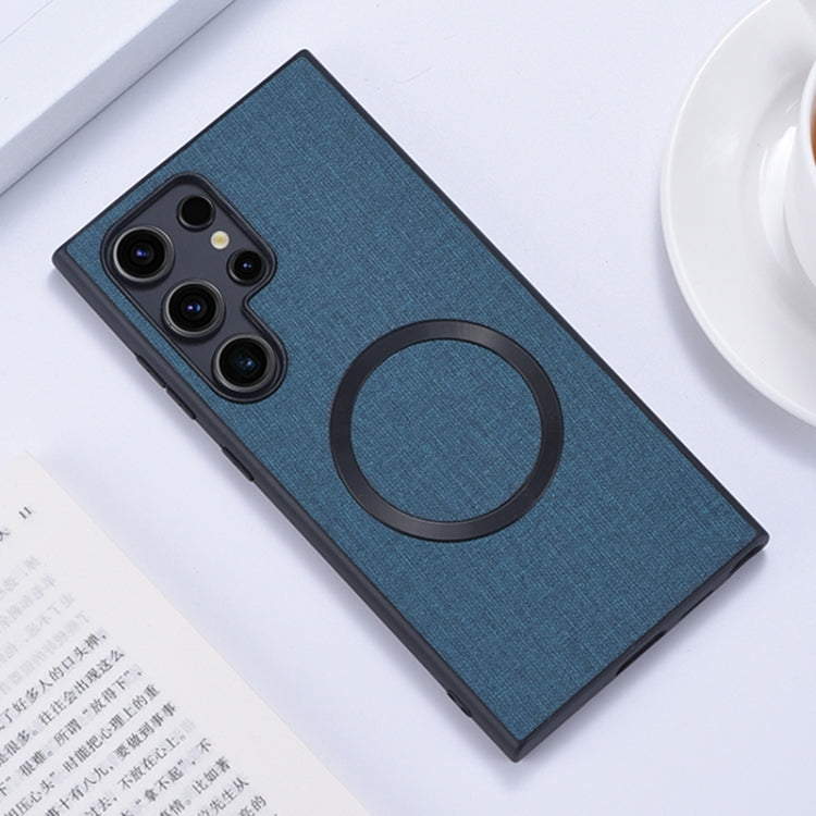 For Samsung Galaxy S24 Ultra 5G Magsafe Magnetic Ring Cloth Texture Phone Case(Blue) - Galaxy S24 Ultra 5G Cases by PMC TechLife | Online Shopping South Africa | PMC TechLife