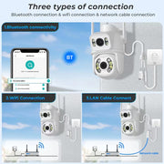 QX95 6MP WiFi Dual Camera Supports Two-way Voice Intercom & AI Recognition(UK Plug)
