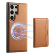 For Samsung Galaxy S23 Ultra 5G Denior Cowhide Texture Leather MagSafe Detachable Wallet Phone Case(Khaki) - Galaxy S23 Ultra 5G Cases by Denior | Online Shopping South Africa | PMC TechLife