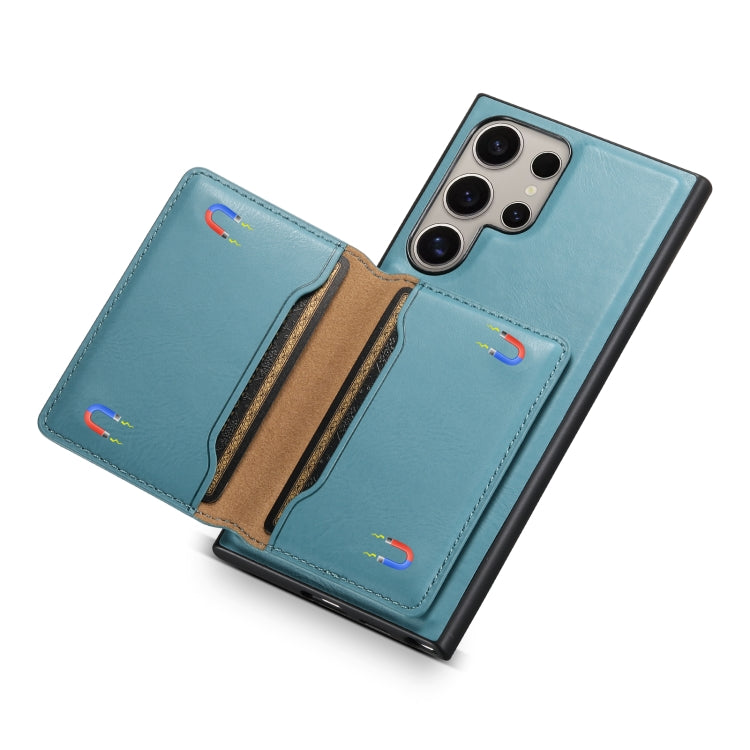 For Samsung Galaxy S24 Ultra 5G Denior Cowhide Texture Leather MagSafe Detachable Wallet Phone Case(Blue) - Galaxy S24 Ultra 5G Cases by Denior | Online Shopping South Africa | PMC TechLife | Buy Now Pay Later Mobicred