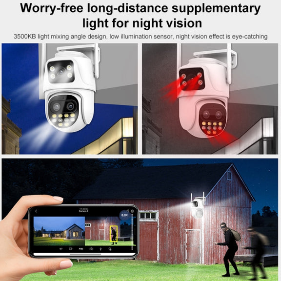 QX104 3MP WiFi Triple Camera Supports Human Face Recognition & AI Alarm(AU Plug)