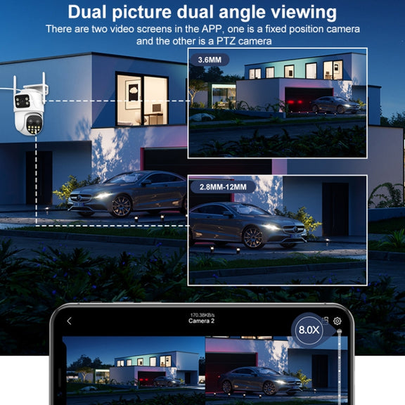 QX104 3MP WiFi Triple Camera Supports Human Face Recognition & AI Alarm(AU Plug)