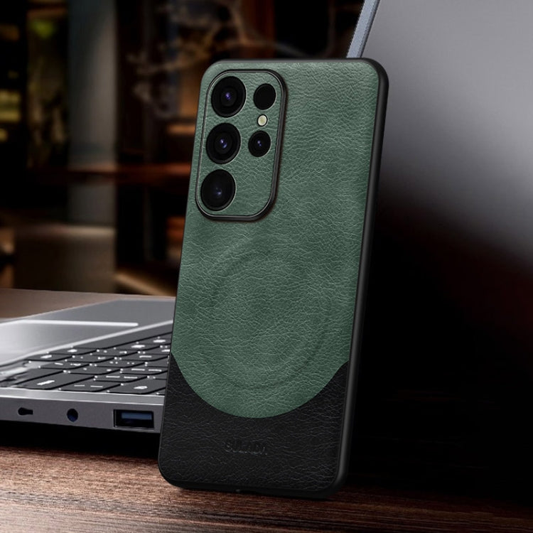 For Samsung Galaxy S24 Ultra 5G SULADA Stitching Leather MagSafe Magnetic Phone Case(Green) - Galaxy S24 Ultra 5G Cases by SULADA | Online Shopping South Africa | PMC TechLife