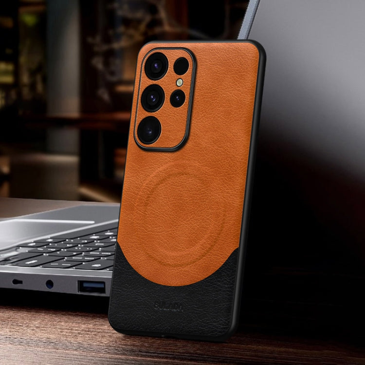 For Samsung Galaxy S24 Ultra 5G SULADA Stitching Leather MagSafe Magnetic Phone Case(Orange) - Galaxy S24 Ultra 5G Cases by SULADA | Online Shopping South Africa | PMC TechLife