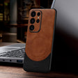 For Samsung Galaxy S24 Ultra 5G SULADA Stitching Leather MagSafe Magnetic Phone Case(Brown) - Galaxy S24 Ultra 5G Cases by SULADA | Online Shopping South Africa | PMC TechLife