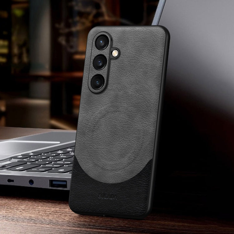 For Samsung Galaxy S24+ 5G SULADA Stitching Leather MagSafe Magnetic Phone Case(Grey) - Galaxy S24+ 5G Cases by SULADA | Online Shopping South Africa | PMC TechLife