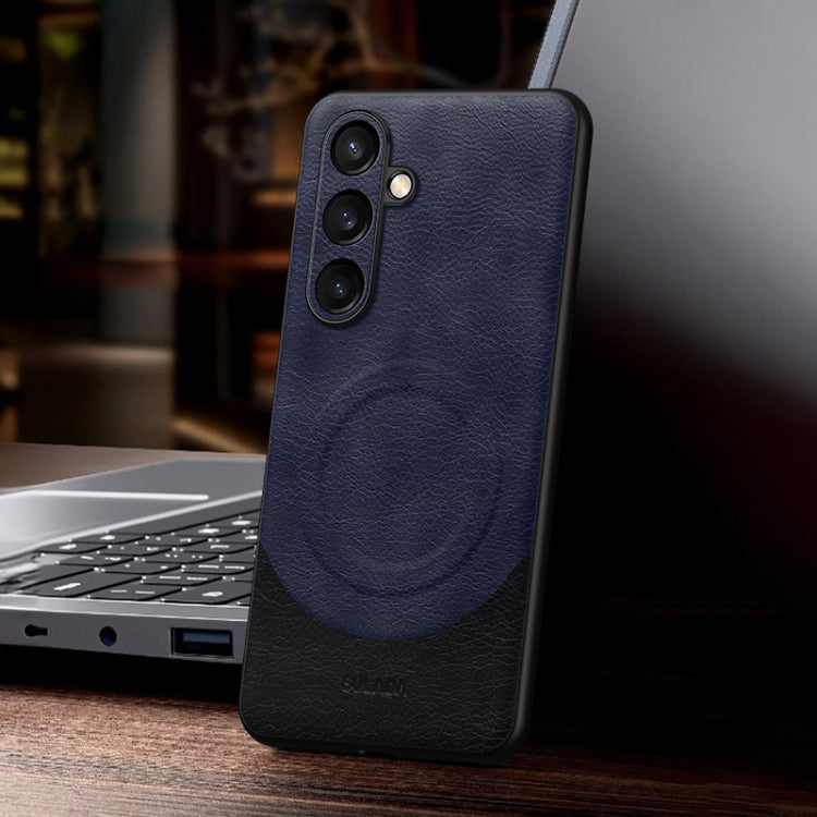 For Samsung Galaxy S24+ 5G SULADA Stitching Leather MagSafe Magnetic Phone Case(Sapphire Blue) - Galaxy S24+ 5G Cases by SULADA | Online Shopping South Africa | PMC TechLife