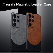 For Samsung Galaxy S24 5G SULADA Stitching Leather MagSafe Magnetic Phone Case(Brown)