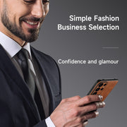 For Samsung Galaxy S24 Ultra 5G SULADA Stitching Leather MagSafe Magnetic Phone Case(Orange)