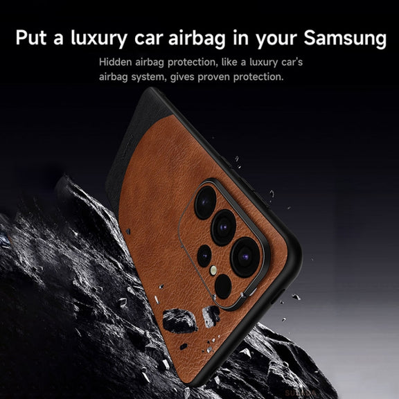 For Samsung Galaxy S24 5G SULADA Stitching Leather MagSafe Magnetic Phone Case(Brown)