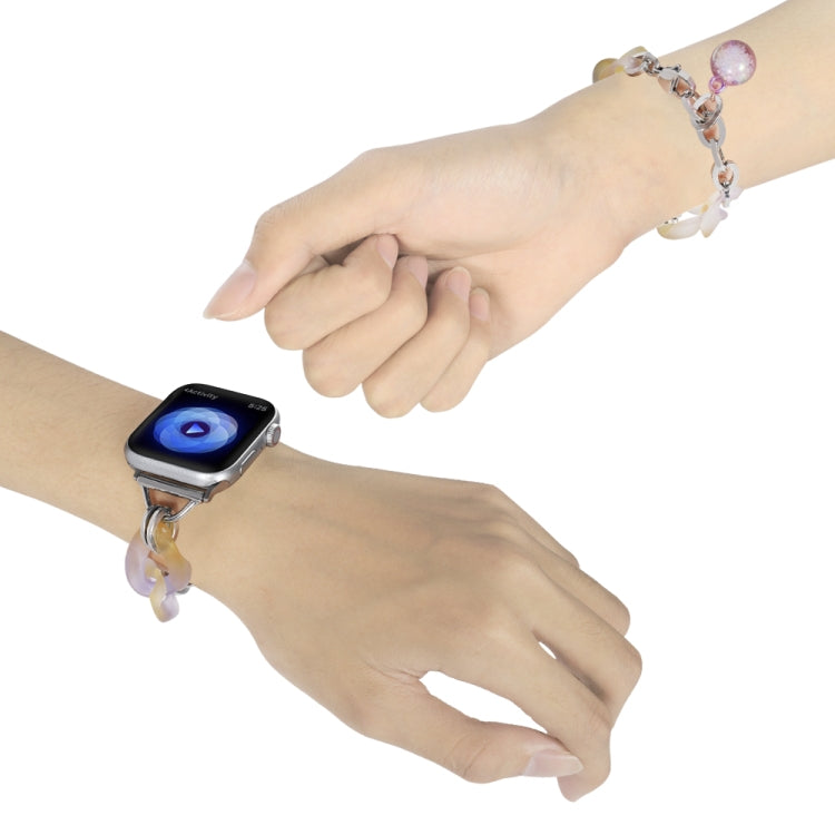 For Apple Watch 42mm Gradient Resin Chain Watch Band(Purple)