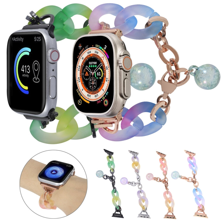 For Apple Watch Series 2 38mm Gradient Resin Chain Watch Band(Green)