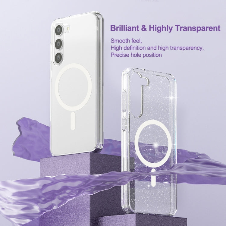 For Samsung Galaxy S23+ 5G Terminator Style Glitter Powder MagSafe Magnetic Phone Case(White) - Galaxy S23+ 5G Cases by PMC TechLife | Online Shopping South Africa | PMC TechLife