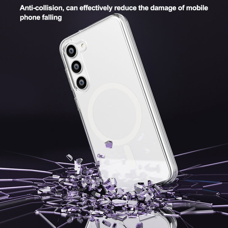 For Samsung Galaxy S23 5G Terminator Style Glitter Powder MagSafe Magnetic Phone Case(Transparent)
