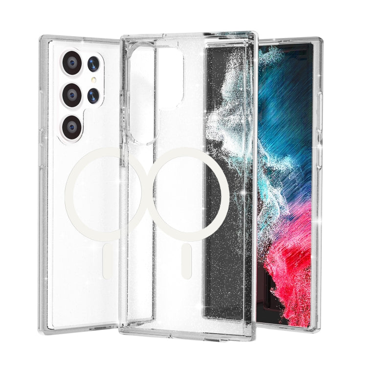 For Samsung Galaxy S24 Ultra 5G Terminator Style Glitter Powder MagSafe Magnetic Phone Case(White) - Galaxy S24 Ultra 5G Cases by PMC TechLife | Online Shopping South Africa | PMC TechLife